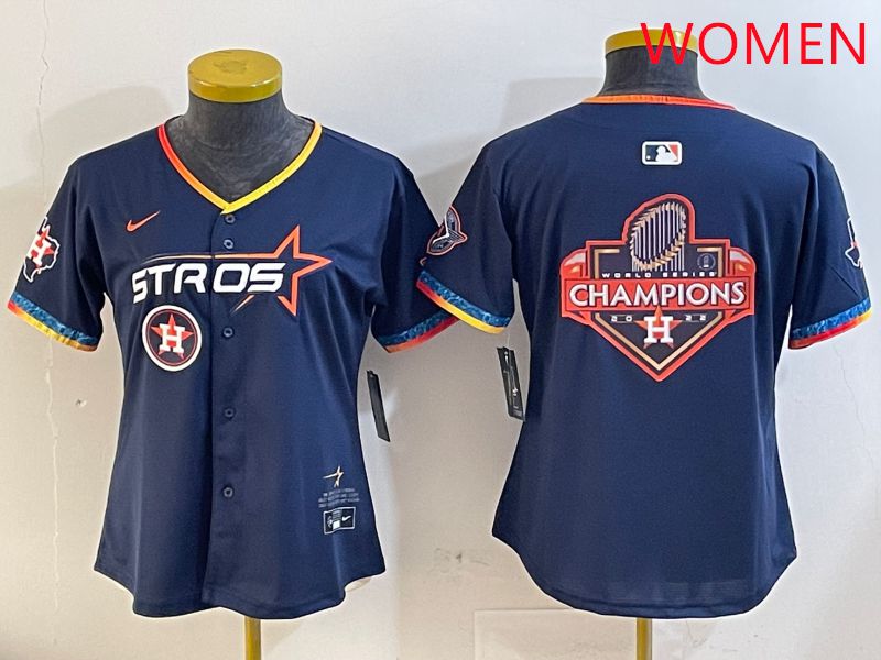 Women Houston Astros Blank Drak Blue Fourth generation Joint Name 2025 Nike MLB Jersey style 15->women mlb jersey->Women Jersey